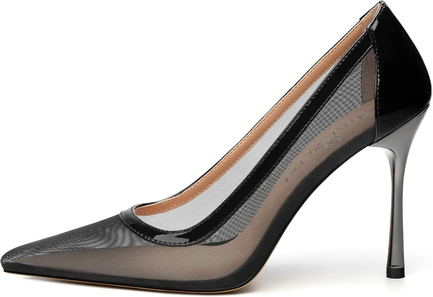 Womens Heeled Pumps, Pointed Stiletto Heels Shoes for Women, Sexy Mesh Upper High Heel Dressy Shoes 3.5"