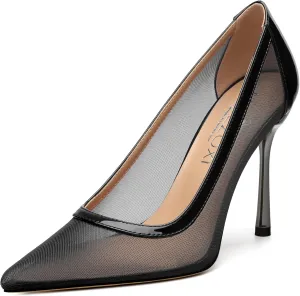 Womens Heeled Pumps, Pointed Stiletto Heels Shoes for Women, Sexy Mesh Upper High Heel Dressy Shoes 3.5"