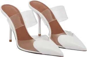 Women's High Heeled Mules Heart Clear PVC Sandals Pointed Toe Stiletto Mule Slip On Sandals Party Wedding Dress Shoes