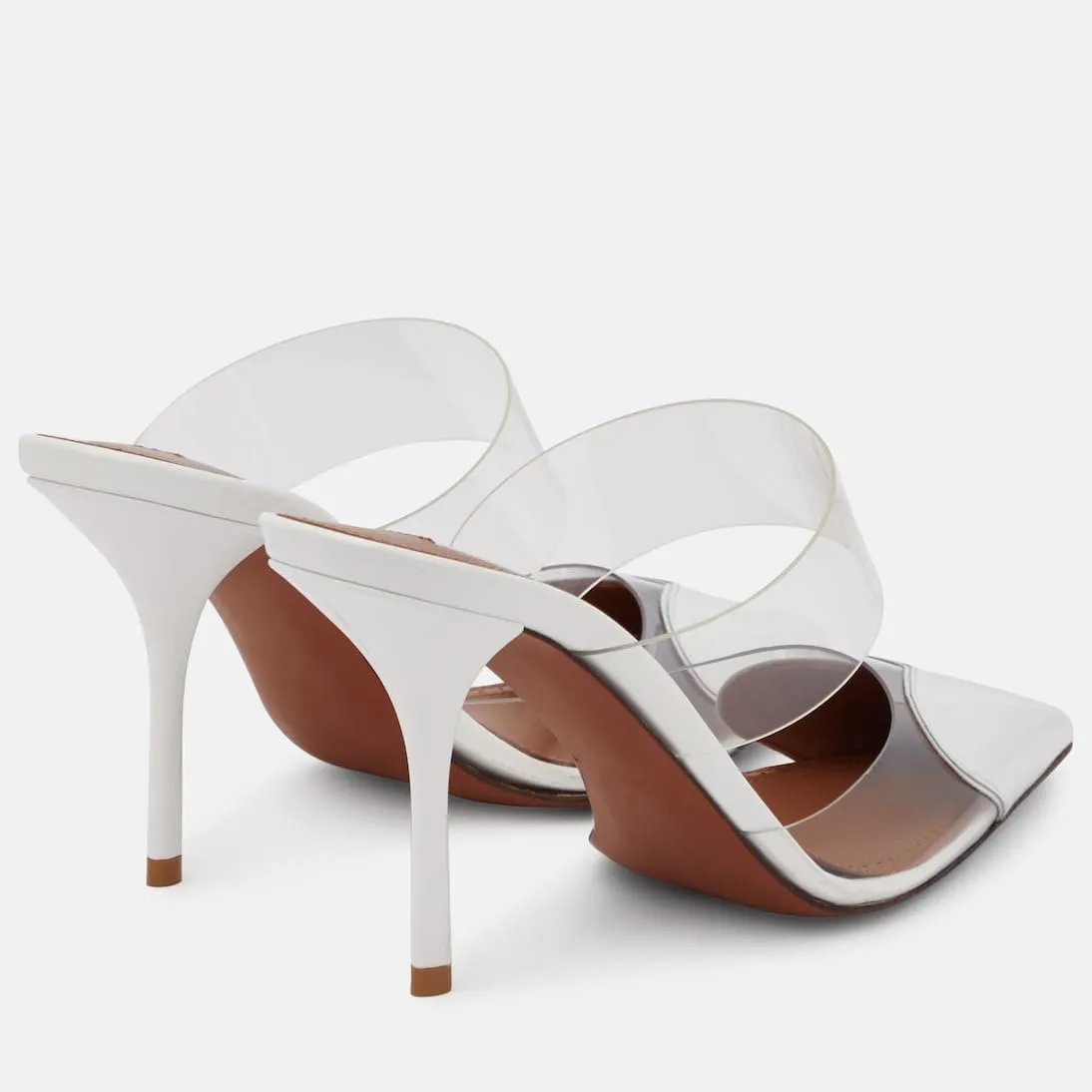 Women's High Heeled Mules Heart Clear PVC Sandals Pointed Toe Stiletto Mule Slip On Sandals Party Wedding Dress Shoes