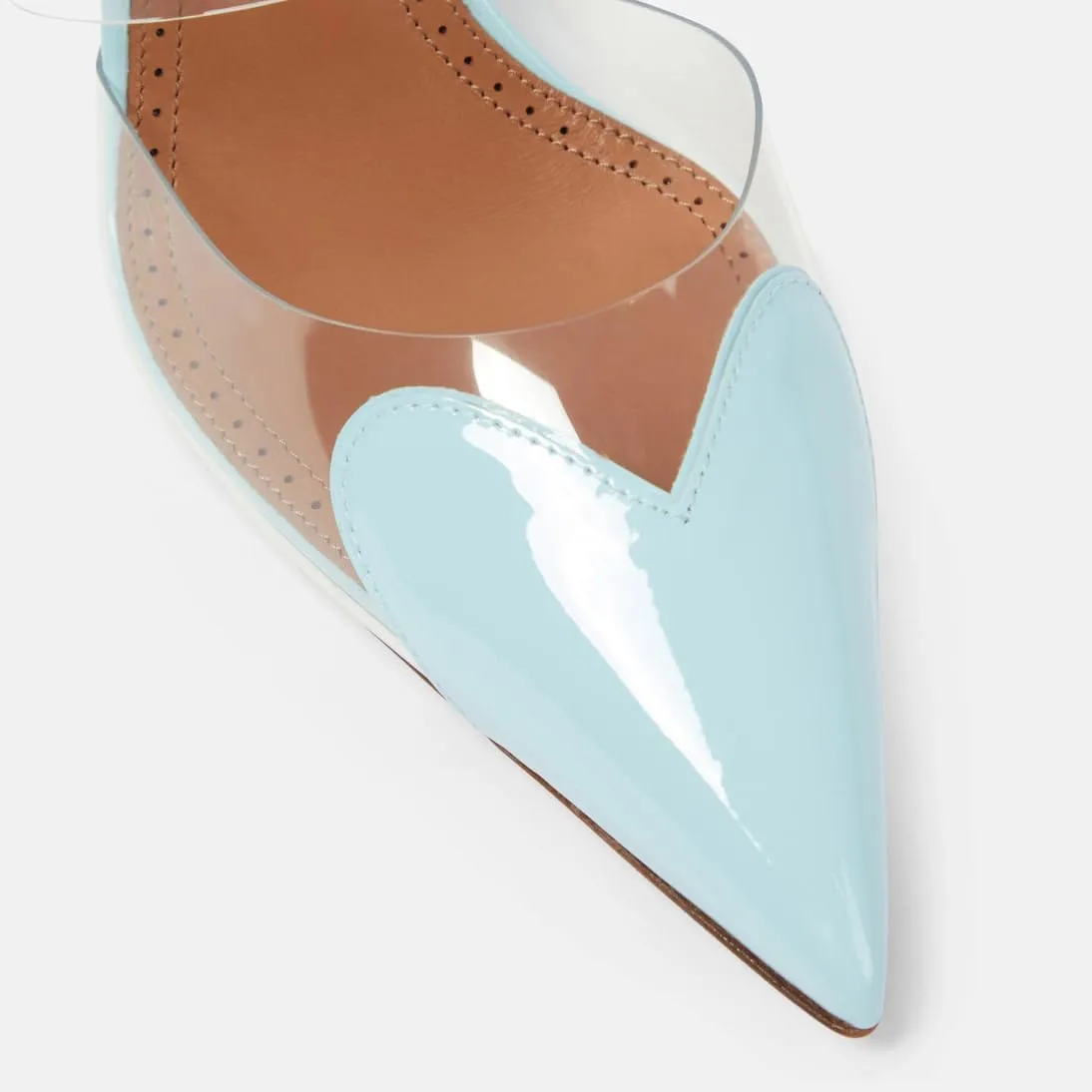 Women's High Heeled Mules Heart Clear PVC Sandals Pointed Toe Stiletto Mule Slip On Sandals Party Wedding Dress Shoes