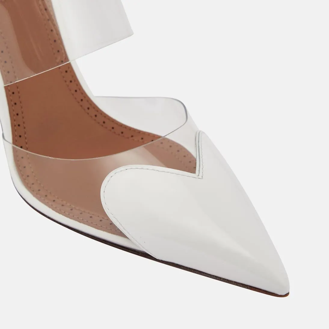 Women's High Heeled Mules Heart Clear PVC Sandals Pointed Toe Stiletto Mule Slip On Sandals Party Wedding Dress Shoes