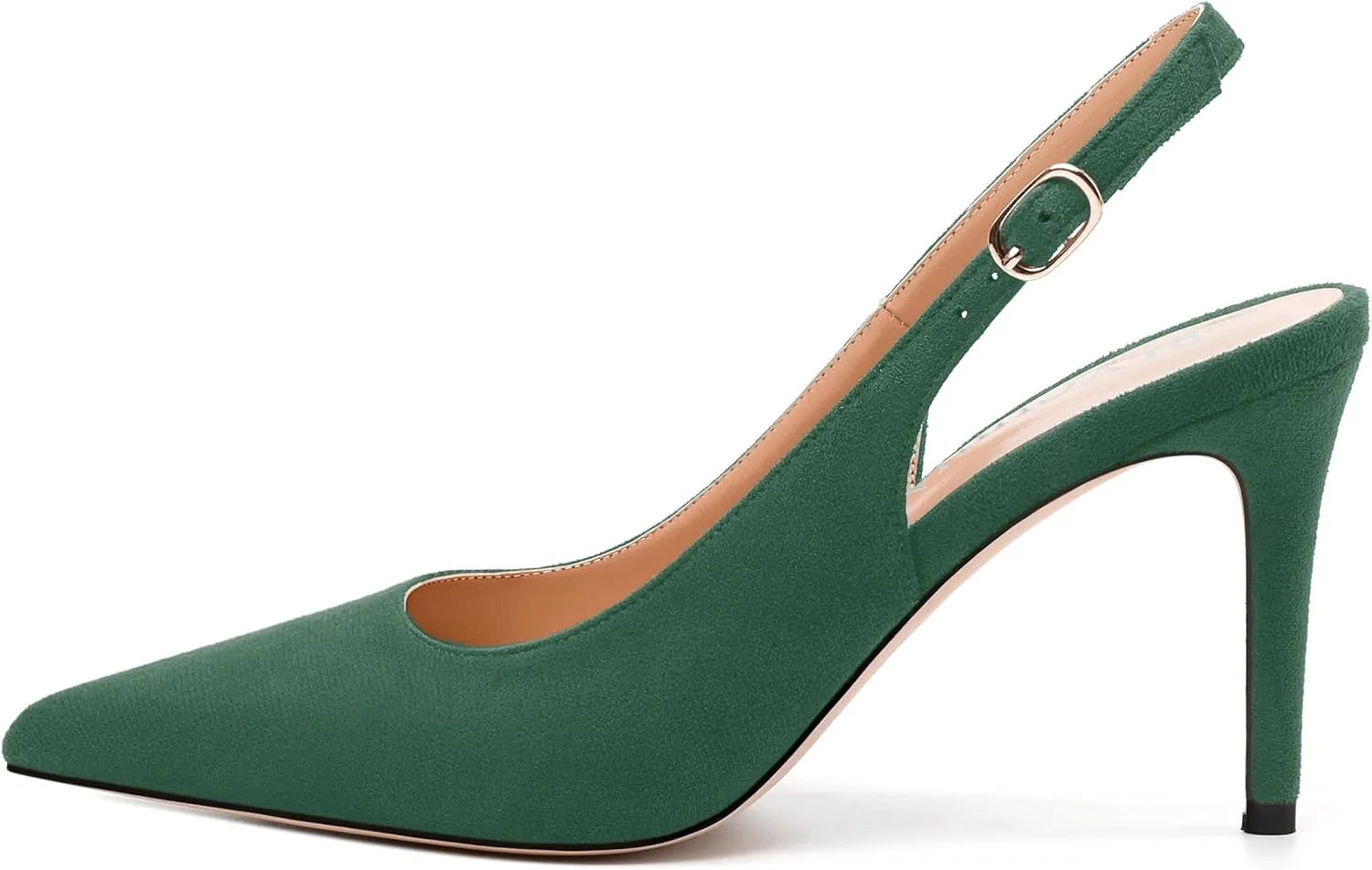 Womens High Heels Fashion Pointed Toe Buckle Slingback Pumps Solid Suede Shoes for Women