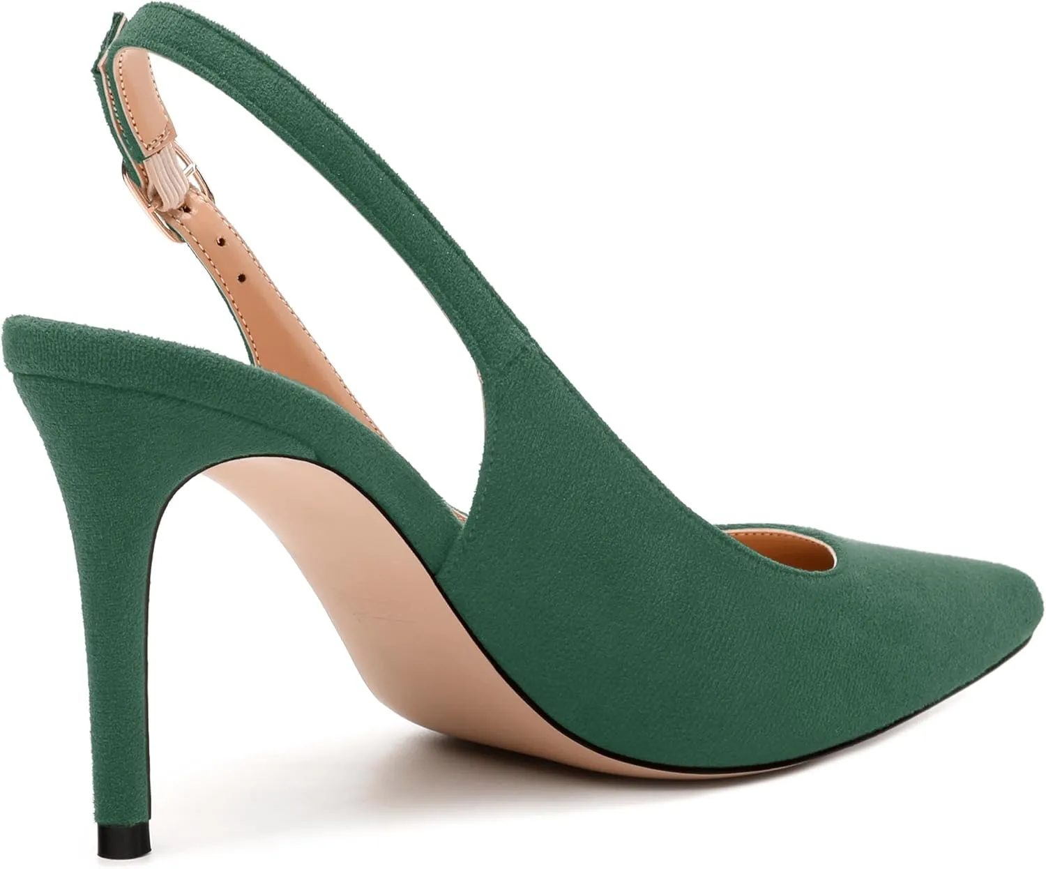 Womens High Heels Fashion Pointed Toe Buckle Slingback Pumps Solid Suede Shoes for Women