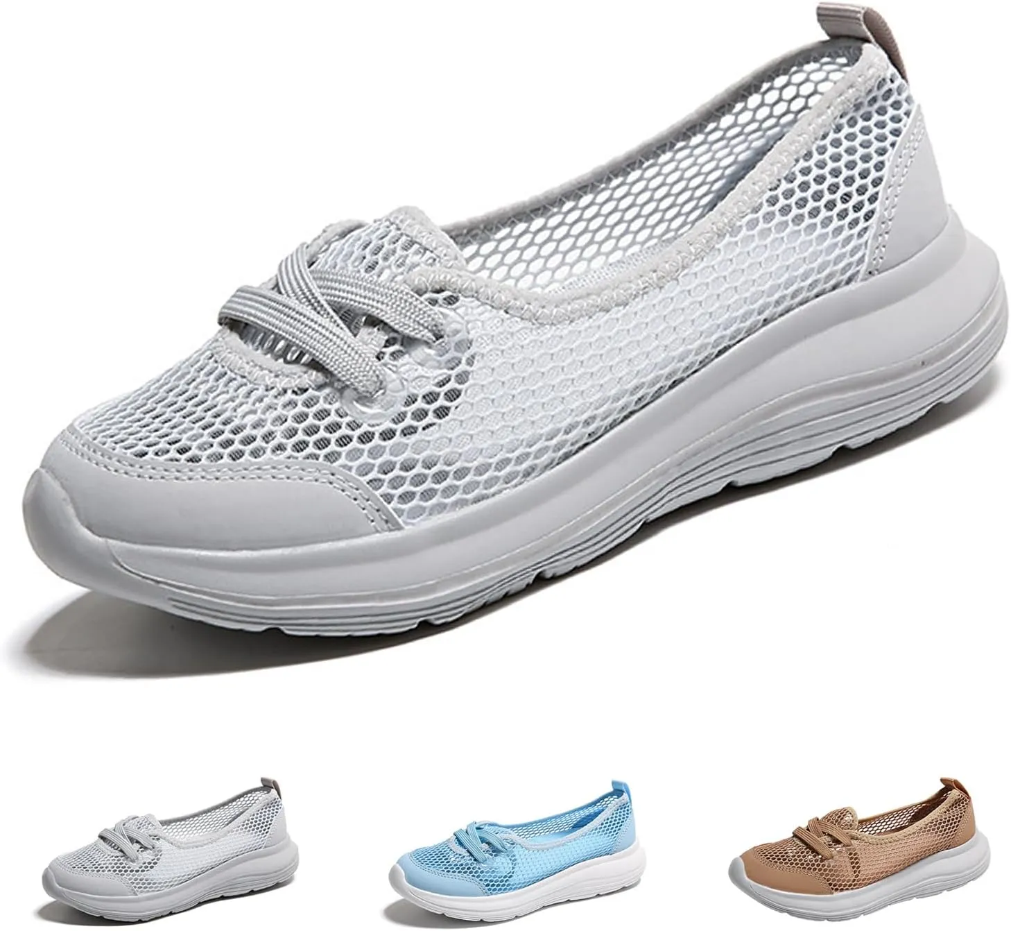 Women's Hollow Mesh Lace Up Flats Sneakers,Summer Fashion Breathable Low Top Backless Round Toe Comfortable Slip-on Soft Sole Casual Walking Shoe Loafer