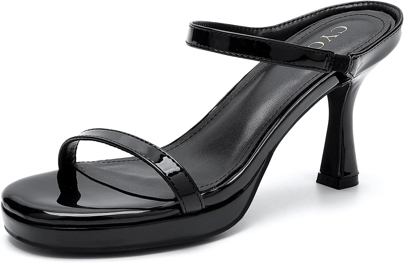 Women's Kitten Heels Platform Sandals, Open Toe, Slip On, Round Toe, Two Strap