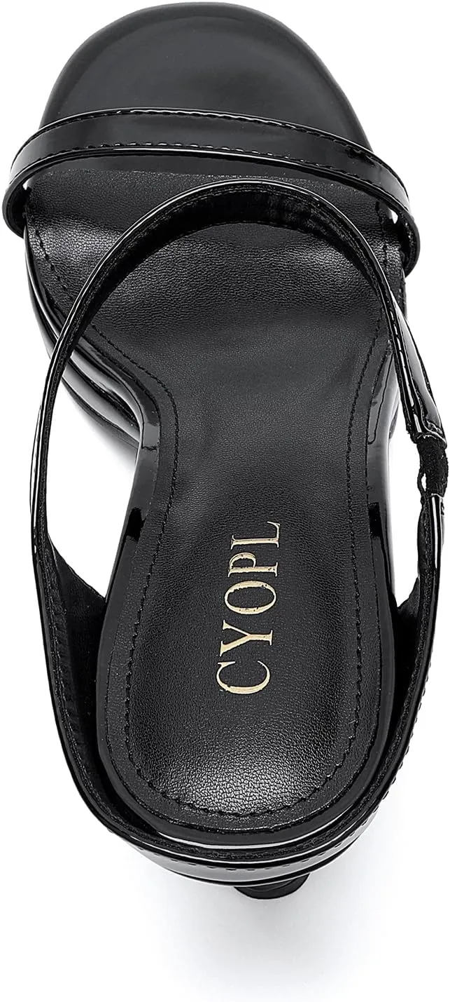 Women's Kitten Heels Platform Sandals, Open Toe, Slip On, Round Toe, Two Strap