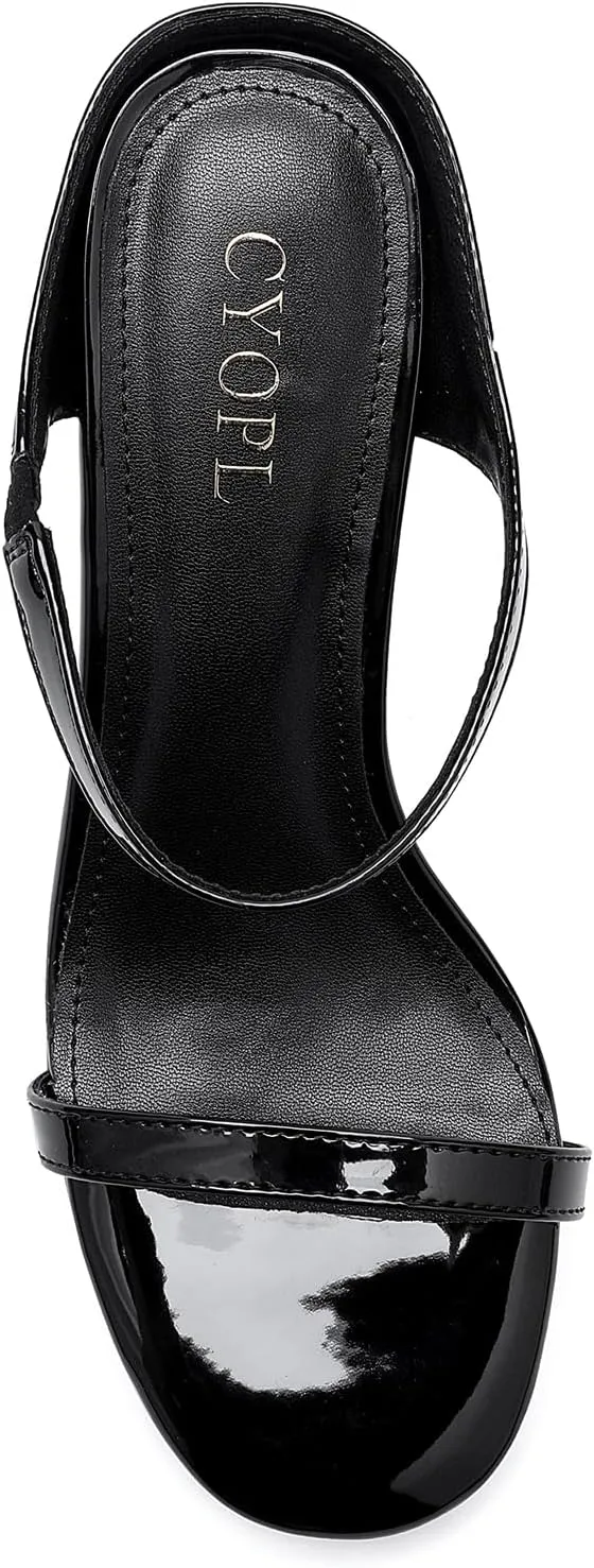 Women's Kitten Heels Platform Sandals, Open Toe, Slip On, Round Toe, Two Strap