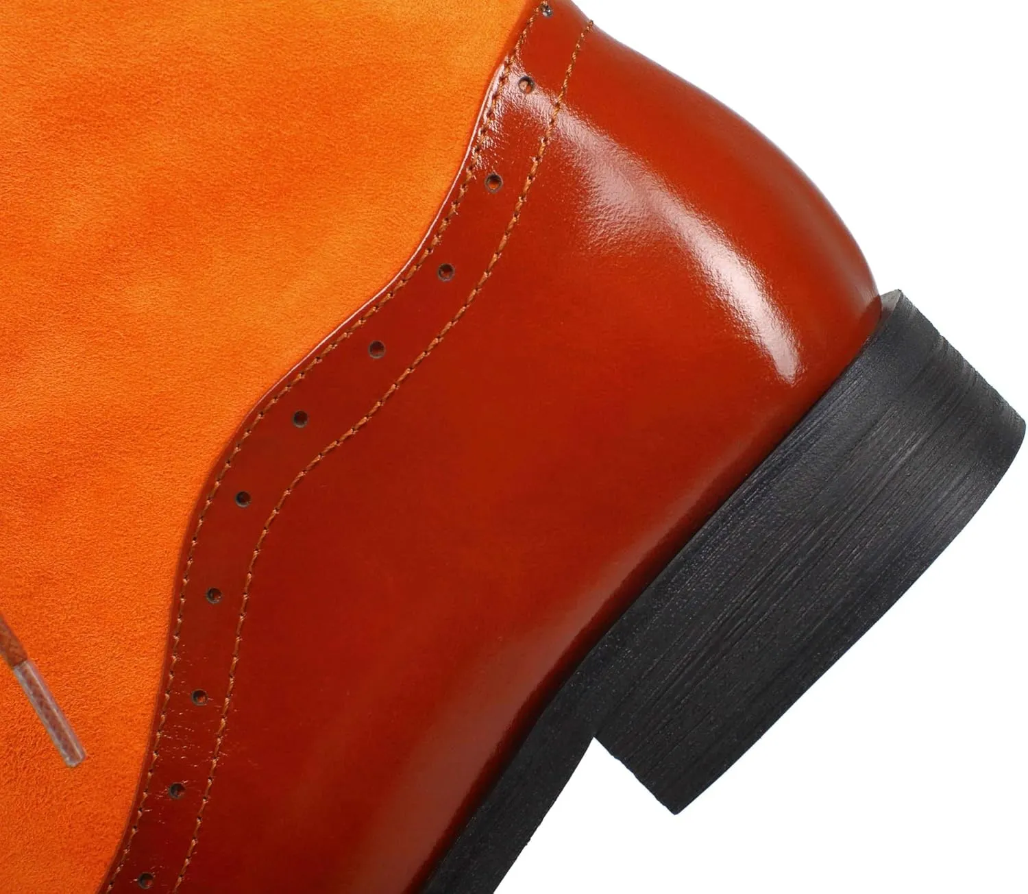 Women's Leather Ankle Boots Low Heel Oxford Flat Short Boots Perforated Lace Up Side Zipper Booties