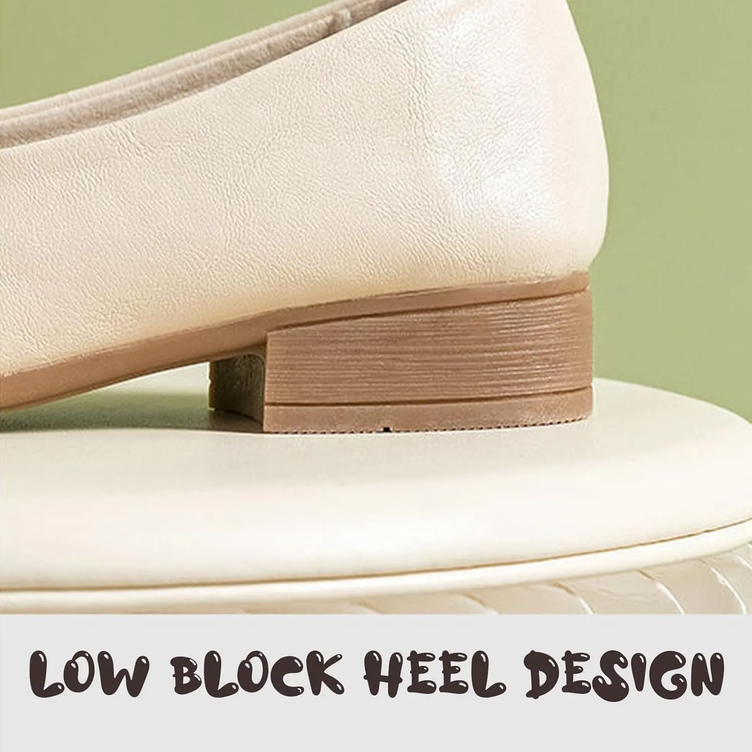 Women's Leather Bow Low Block Heel Formal Pumps Fashionable Square Closed Toe Slip-On Comfortable Soft Sole Casual Low Chunky Heel Loafers for Office Work Dress Shoes