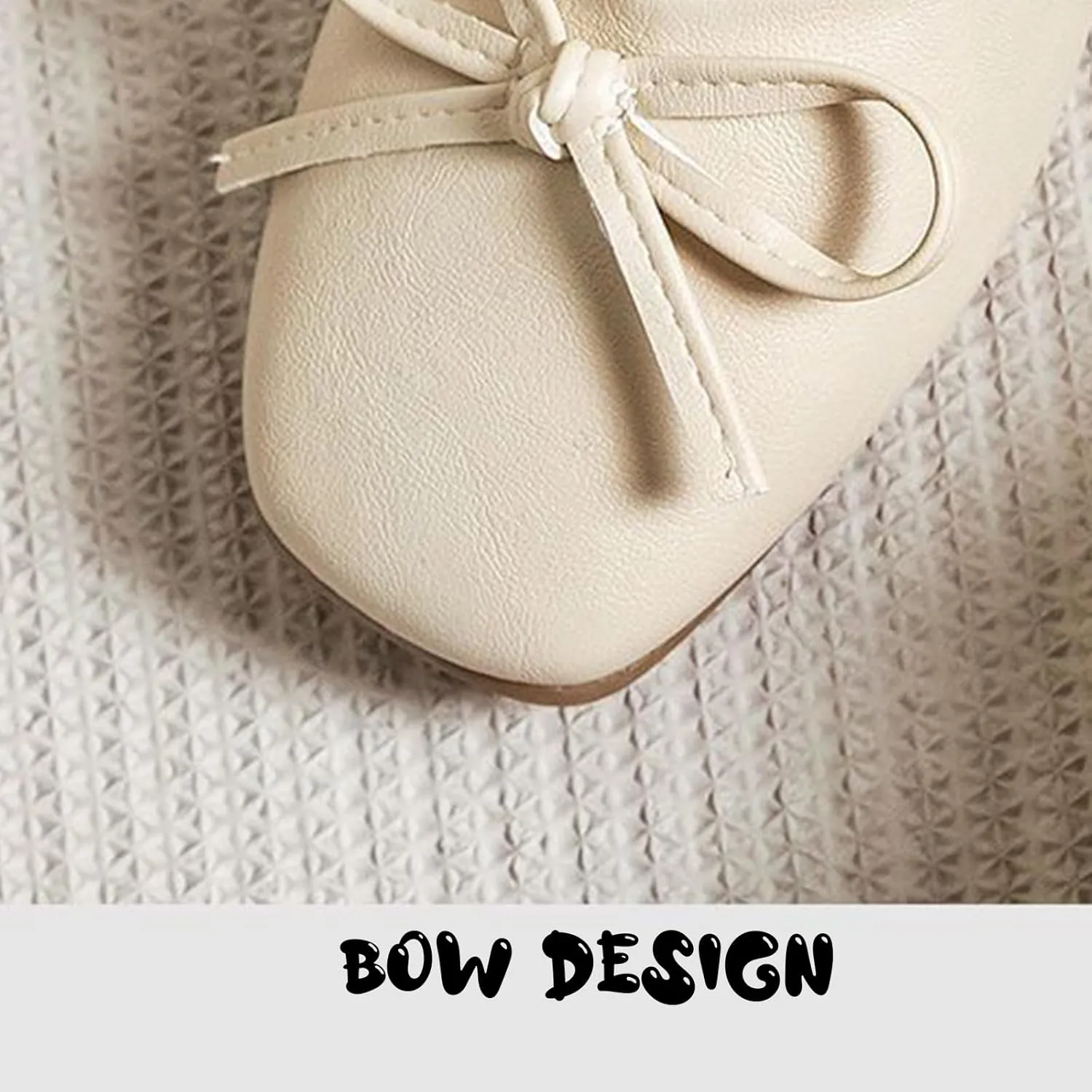 Women's Leather Bow Low Block Heel Formal Pumps Fashionable Square Closed Toe Slip-On Comfortable Soft Sole Casual Low Chunky Heel Loafers for Office Work Dress Shoes