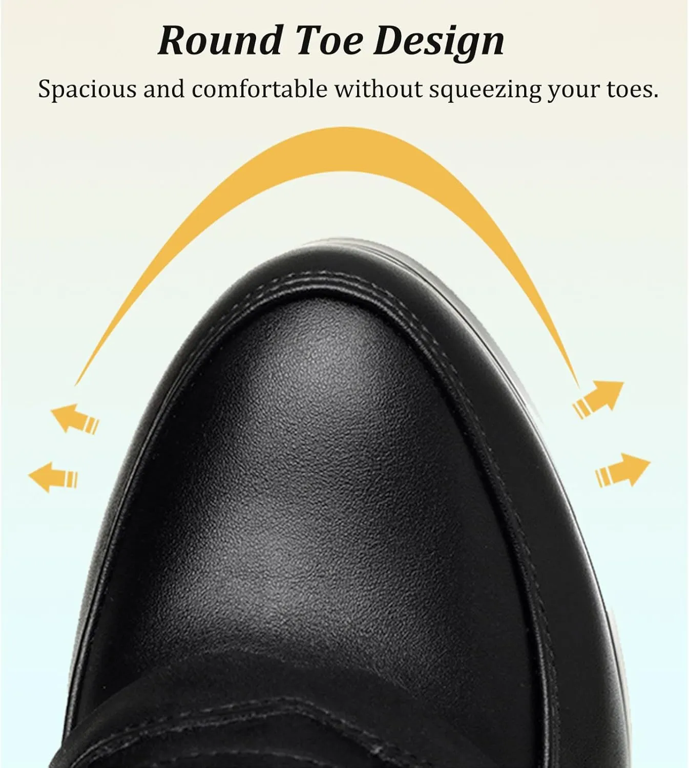 Women's Leather Chunky Heel Loafer Pumps Closed Round Toe Slip On Mid Heel Penny Loafers Office Business Work Dress Shoes