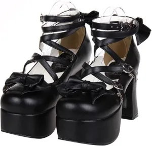 Women's Lolita Party Shoes Criss Cross Strappy High Heels Platform Pumps