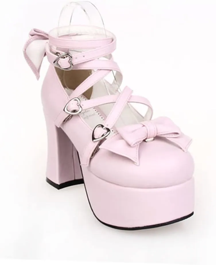 Women's Lolita Party Shoes Criss Cross Strappy High Heels Platform Pumps