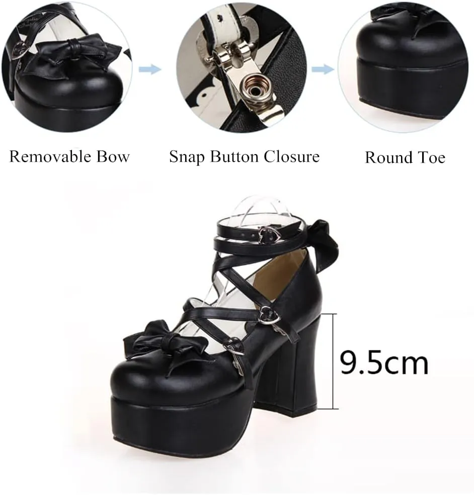 Women's Lolita Party Shoes Criss Cross Strappy High Heels Platform Pumps