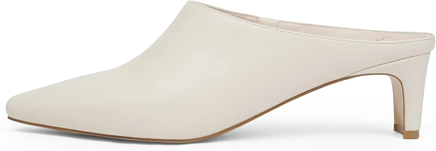 Women's Mule Heels Square Toe Low Chunky Blade Heel Slide on Backless Pumps