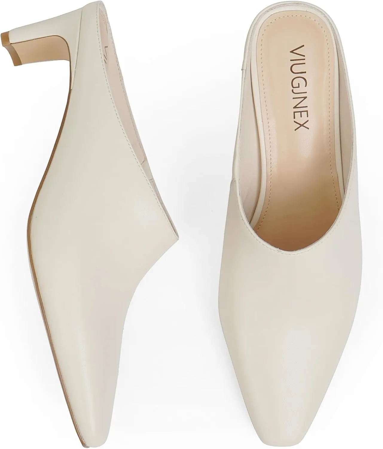 Women's Mule Heels Square Toe Low Chunky Blade Heel Slide on Backless Pumps