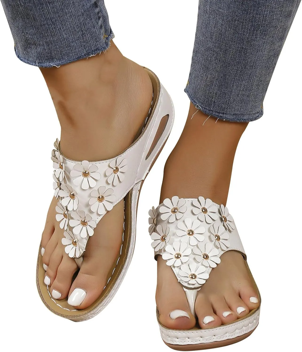 Women's New Summer Floral Wedge Flip-flops