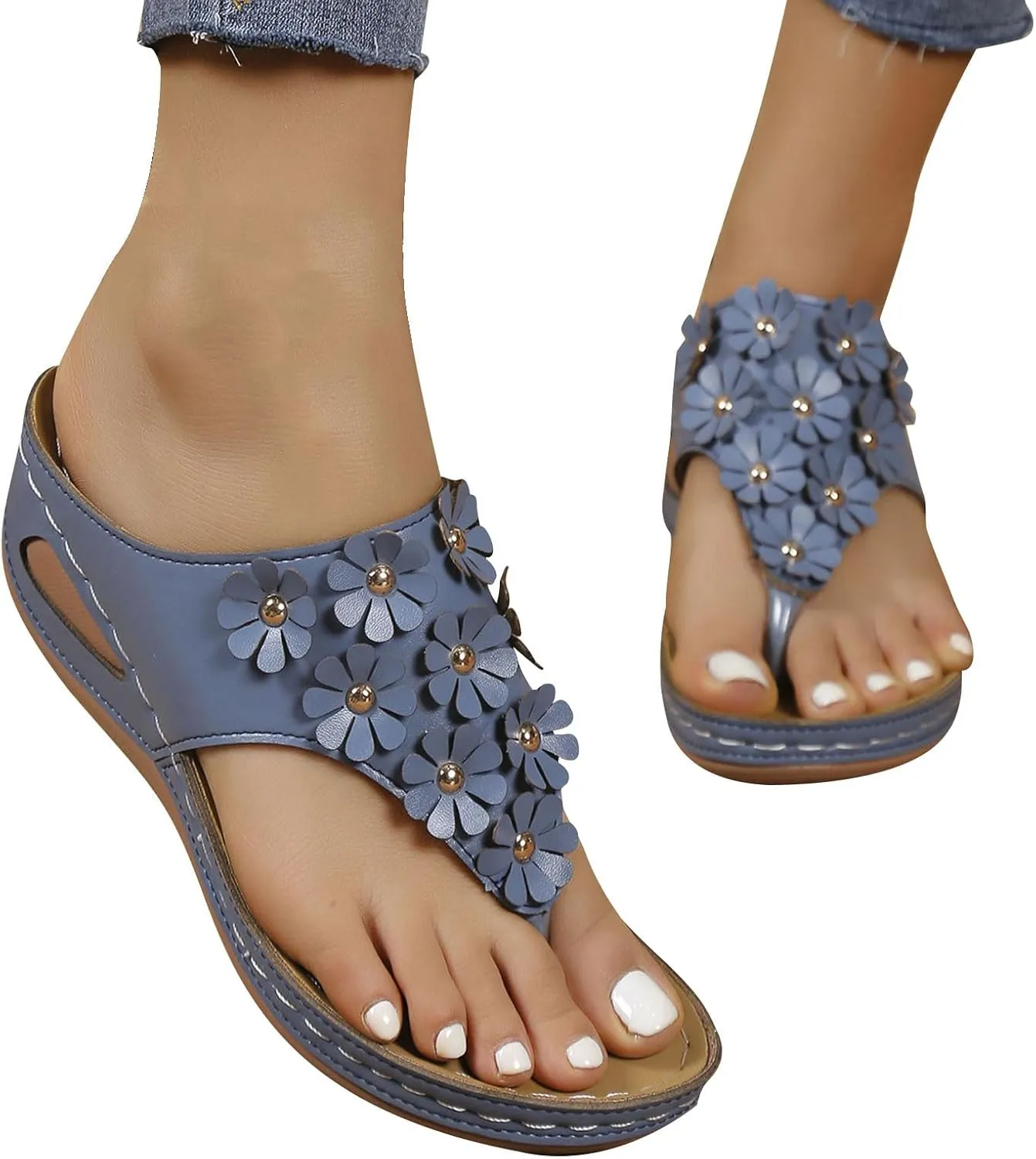 Women's New Summer Floral Wedge Flip-flops