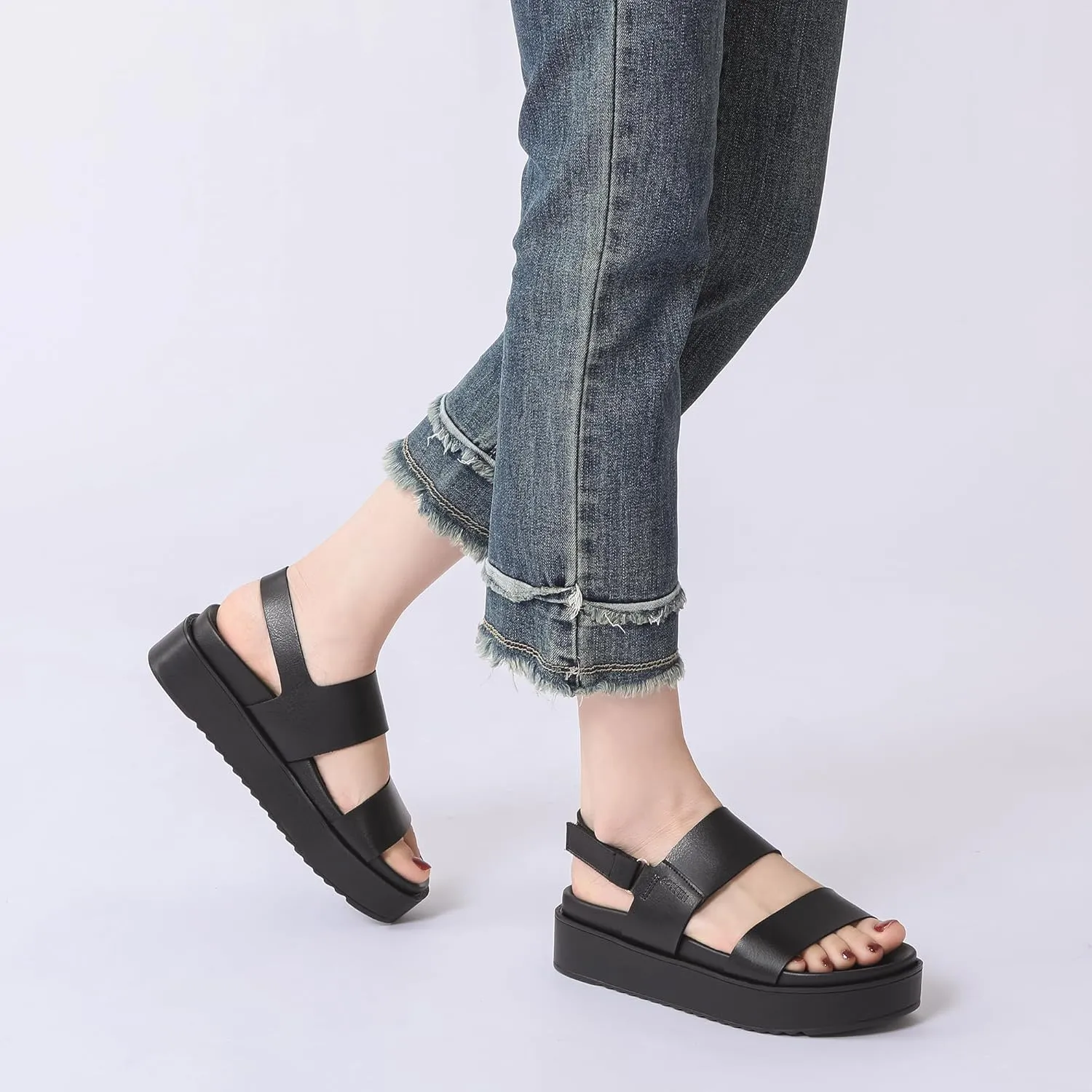 Women's Platform Sandals Comfortable Arch Support Open Toe Wedge Sandal with Adjustable Strap for Summer