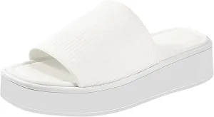 Women's Platform Sandals Comfortable Open Toe Slip On Wedge Slides Summer Casual Flatform Chunky Sandals, Black