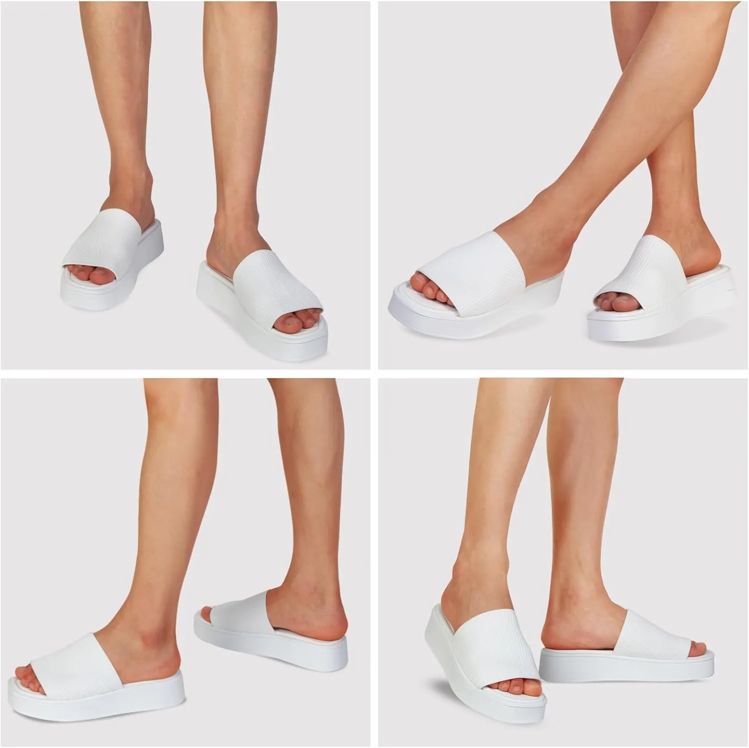 Women's Platform Sandals Comfortable Open Toe Slip On Wedge Slides Summer Casual Flatform Chunky Sandals, Black