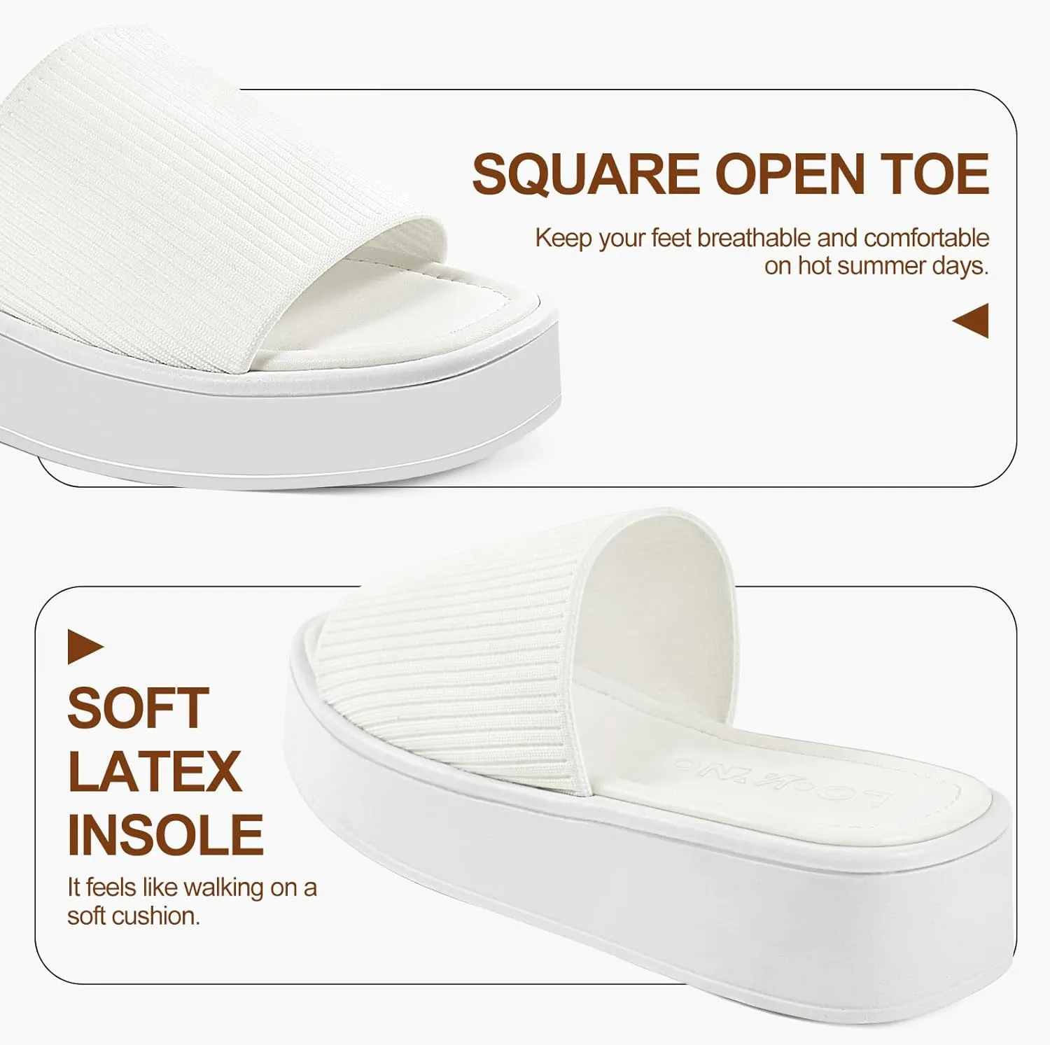 Women's Platform Sandals Comfortable Open Toe Slip On Wedge Slides Summer Casual Flatform Chunky Sandals, Black