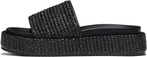 Women's Platform Wedge espadrille slides Summer Beach Cute Raffia Slip On Woven Dress Slides Open Toe Comfortable Resort Wear Trending 2025