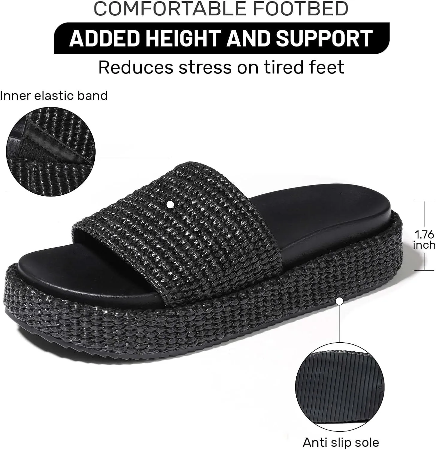 Women's Platform Wedge espadrille slides Summer Beach Cute Raffia Slip On Woven Dress Slides Open Toe Comfortable Resort Wear Trending 2025