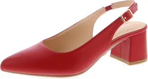 Women's Pointed Toe Block Heel Pumps Slingback Chunky Slip On Low Mid Heel Closed Toe