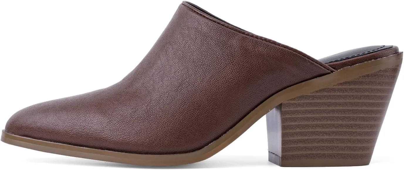 Women's Pumps Closed Pointed Toe Block Heel Mule Woven Leather Chunky Stacked Heeled Slip On Slippers Casual Comfortable Shoes