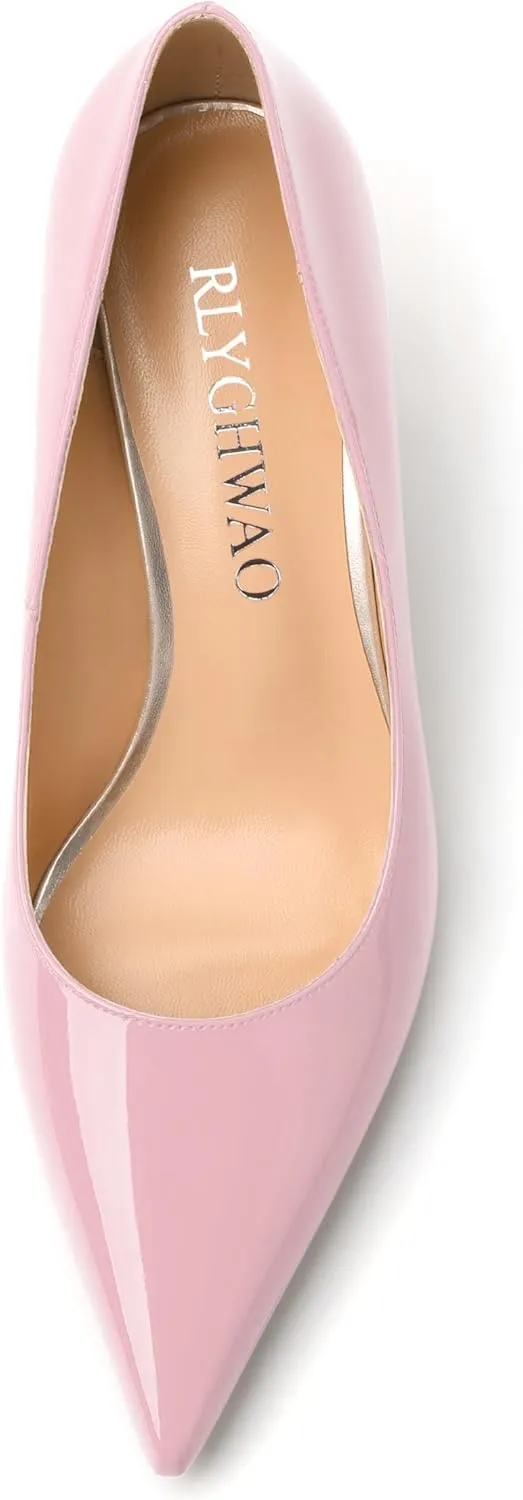 Women's Pumps, Pointed Closed Toe High Heels, Fashion Mid Heel Slip on Shoes for Women