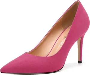 Womens Pumps Pointed Toe Stiletto High Heels Fashion Solid Suede Slip On Shoes for Women