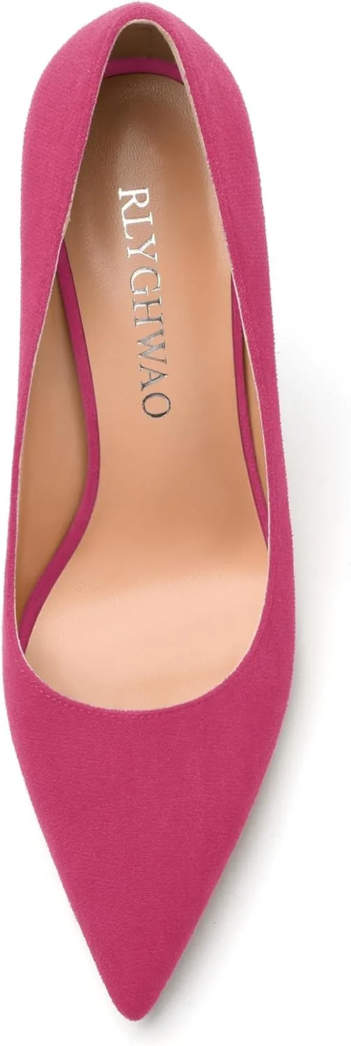 Womens Pumps Pointed Toe Stiletto High Heels Fashion Solid Suede Slip On Shoes for Women