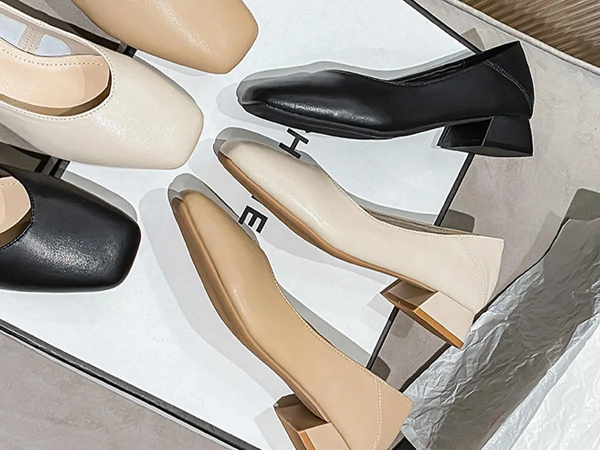 Women's Pumps Shoes Platform Low Heels Square Toe Chunky Heels Leather Solid Granny Walk Shoes Mid Heel Closed Toe Block Heels Soft-Soled Slip Ons Loafer Anti-slip Dress Shoes Casual Office Party