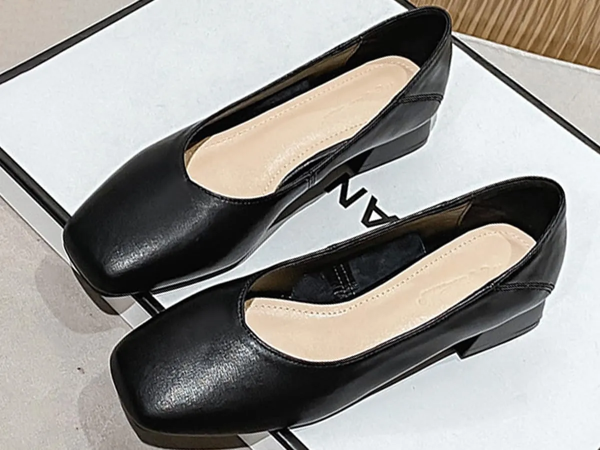 Women's Pumps Shoes Platform Low Heels Square Toe Chunky Heels Leather Solid Granny Walk Shoes Mid Heel Closed Toe Block Heels Soft-Soled Slip Ons Loafer Anti-slip Dress Shoes Casual Office Party
