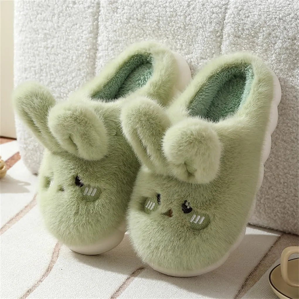 Women's Rabbit Plush Slippers - Warm, Comfortable, Anti-Slip, Thick Sole, Soft Cotton, Perfect for Winter