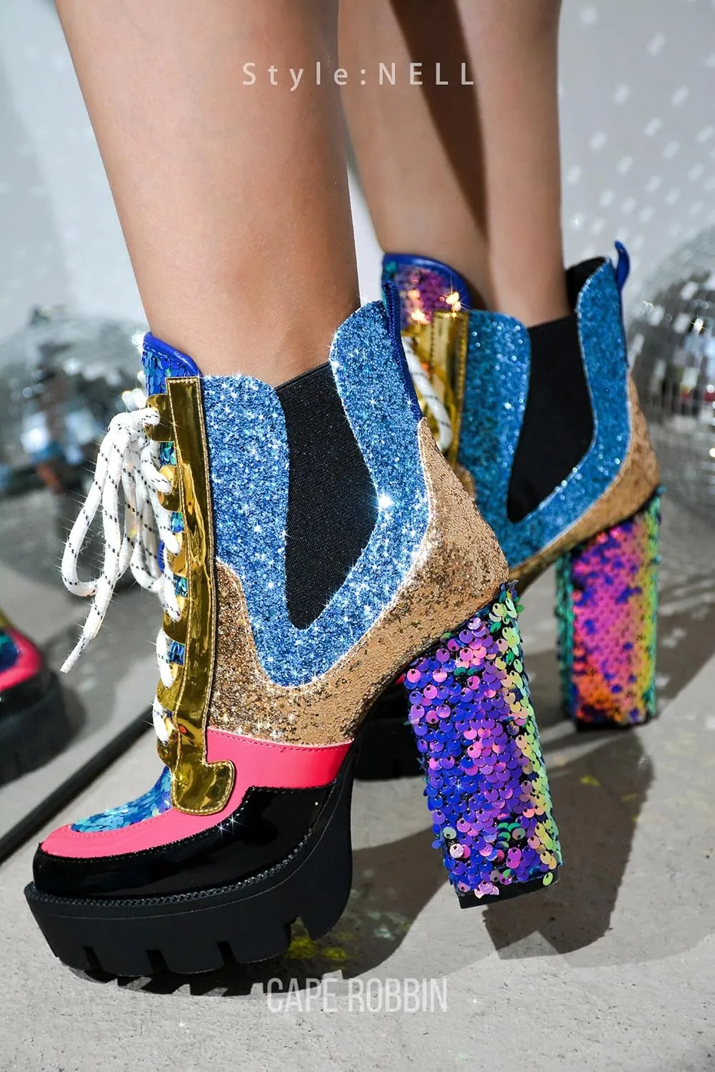 Women's Rhinestone Cowboy Booties - Western Ankle Boots with Pointed Toe, Block Heel & Lace-Up Design for Casual Dress or Party | Stylish Comfortable Short Booties (Nell)