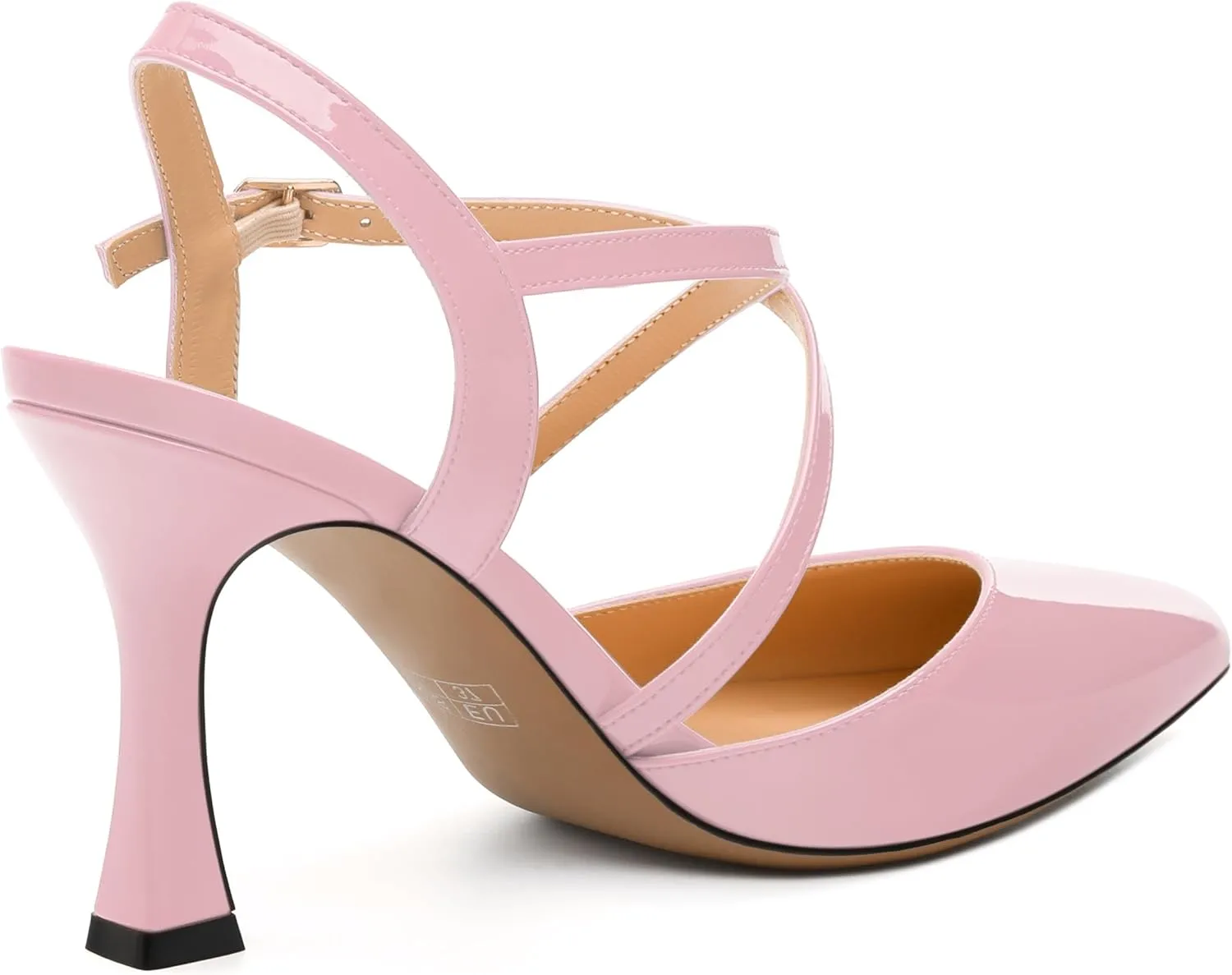 Womens Sandals, High Spool Heels Pointed Toe Sandals, Crossover Strap Kitten Heel Sandals, Closed Toe Slingback Crisscross Straps Party Dress Shoes 3.3"