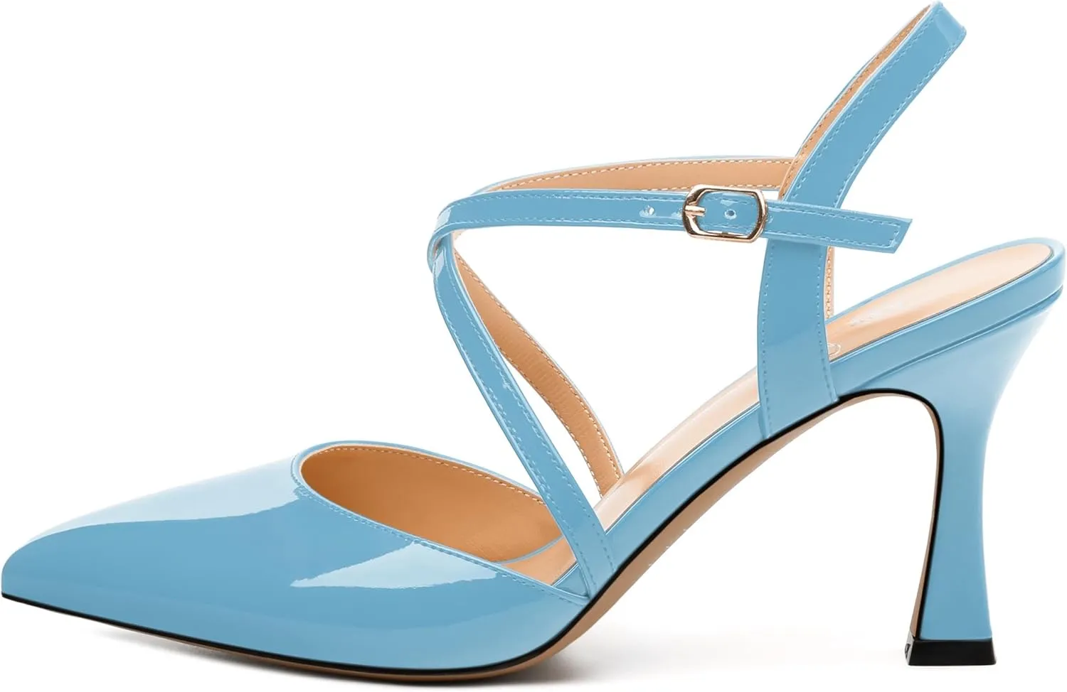 Womens Sandals, High Spool Heels Pointed Toe Sandals, Crossover Strap Kitten Heel Sandals, Closed Toe Slingback Crisscross Straps Party Dress Shoes 3.3"
