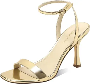 Women's Sandals Open Square Toe Sandals Ankle Strap High Kitten Heels Stilettos Square Open Toe Dressy Sexy Shoes for Women Chic Heeled Sandals