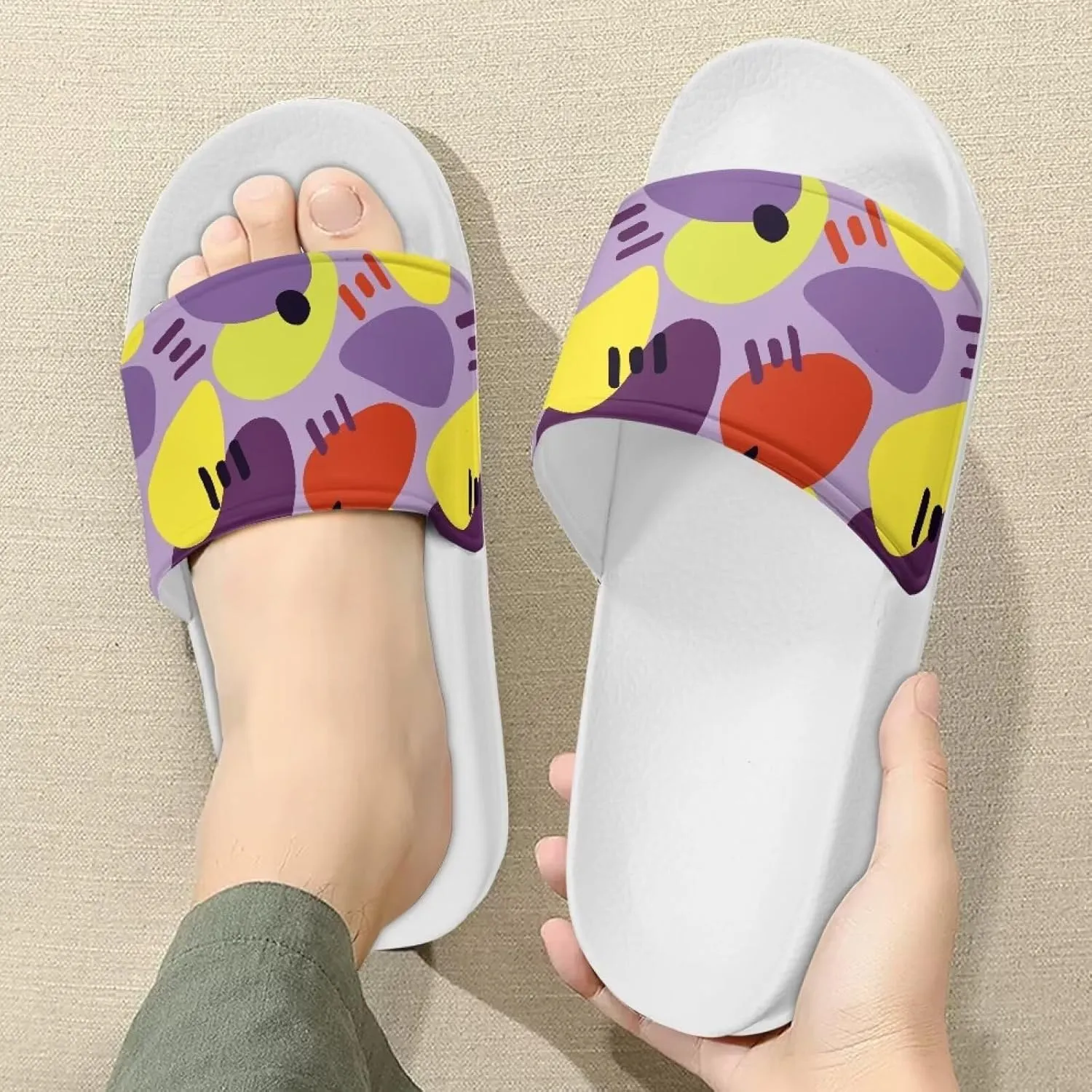 Women's Sandals Slides Soft Slippers Non-Slip Casual White Sole Bathroom Shoes Beach Sandals