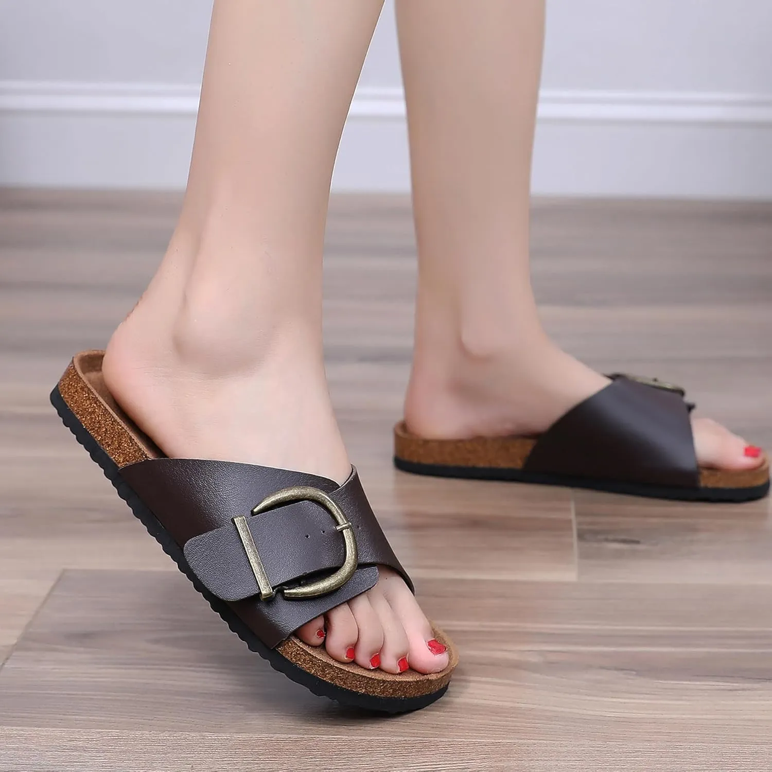 Women's Sandals with Comfort Cork Footbed Summer Outdoor Slide Sandals