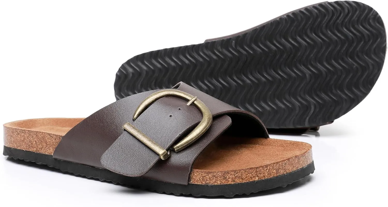 Women's Sandals with Comfort Cork Footbed Summer Outdoor Slide Sandals