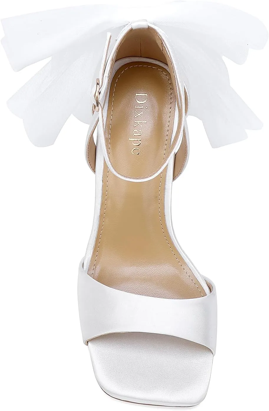Women's Satin Wedding White Bow Heels for Women Block Chunky White Heels Wedding Shoes for Bride White Dress Shoes for Women White Wedge Heel Bow