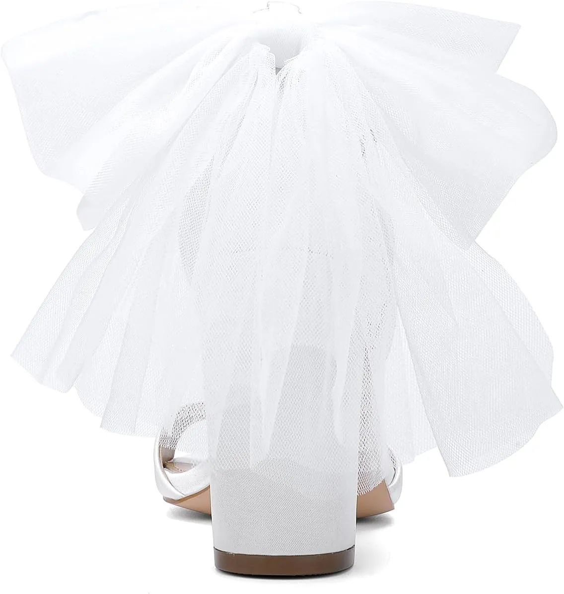 Women's Satin Wedding White Bow Heels for Women Block Chunky White Heels Wedding Shoes for Bride White Dress Shoes for Women White Wedge Heel Bow