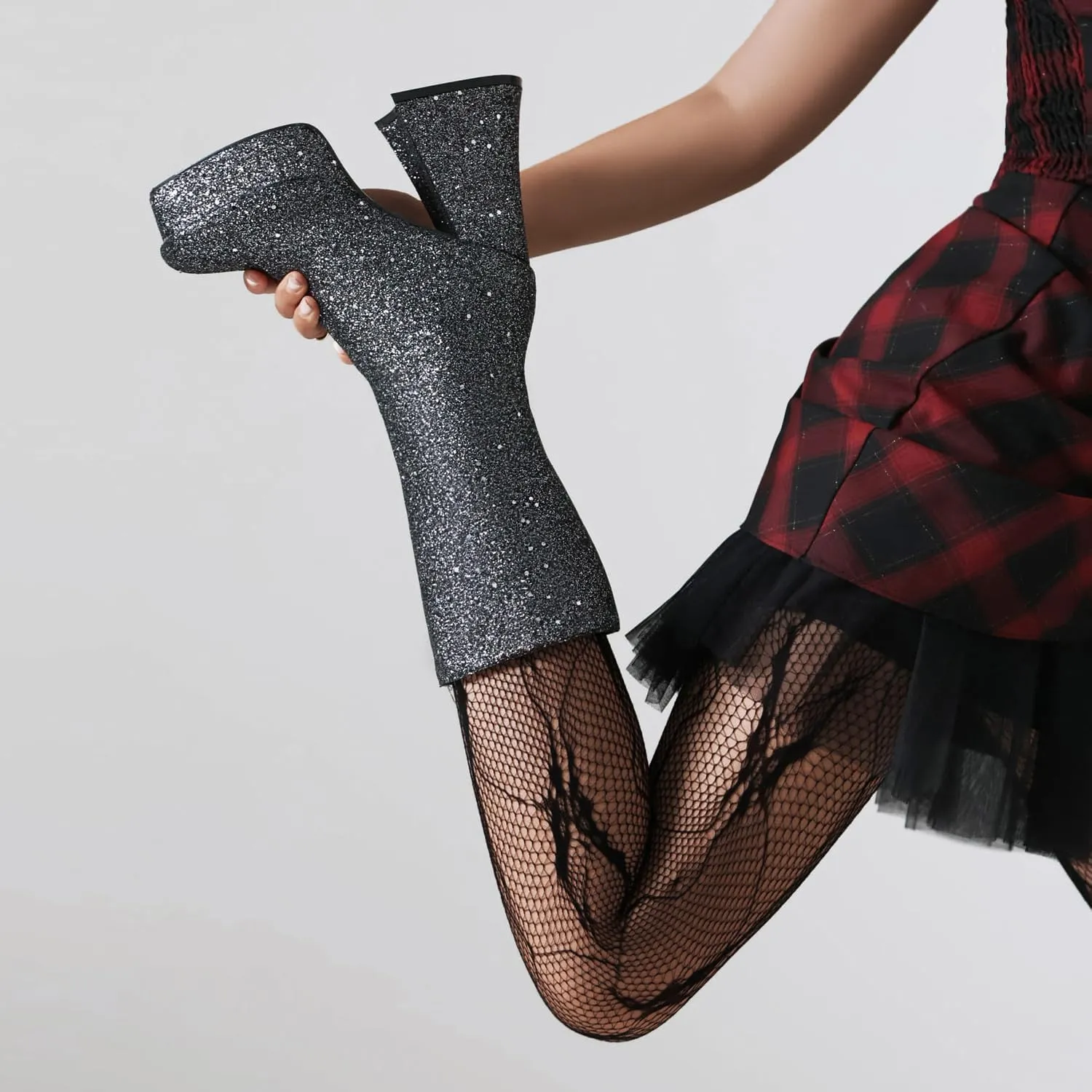 Women's Sexy Chunky Glitter Ankle Boots, Side Zipper High Heel Sparkly Sequin Platform Booties, Shiny Bling Fashion Dress Combat Boot