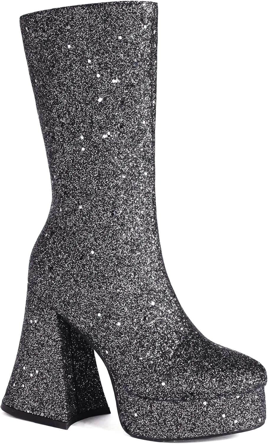 Women's Sexy Chunky Glitter Ankle Boots, Side Zipper High Heel Sparkly Sequin Platform Booties, Shiny Bling Fashion Dress Combat Boot
