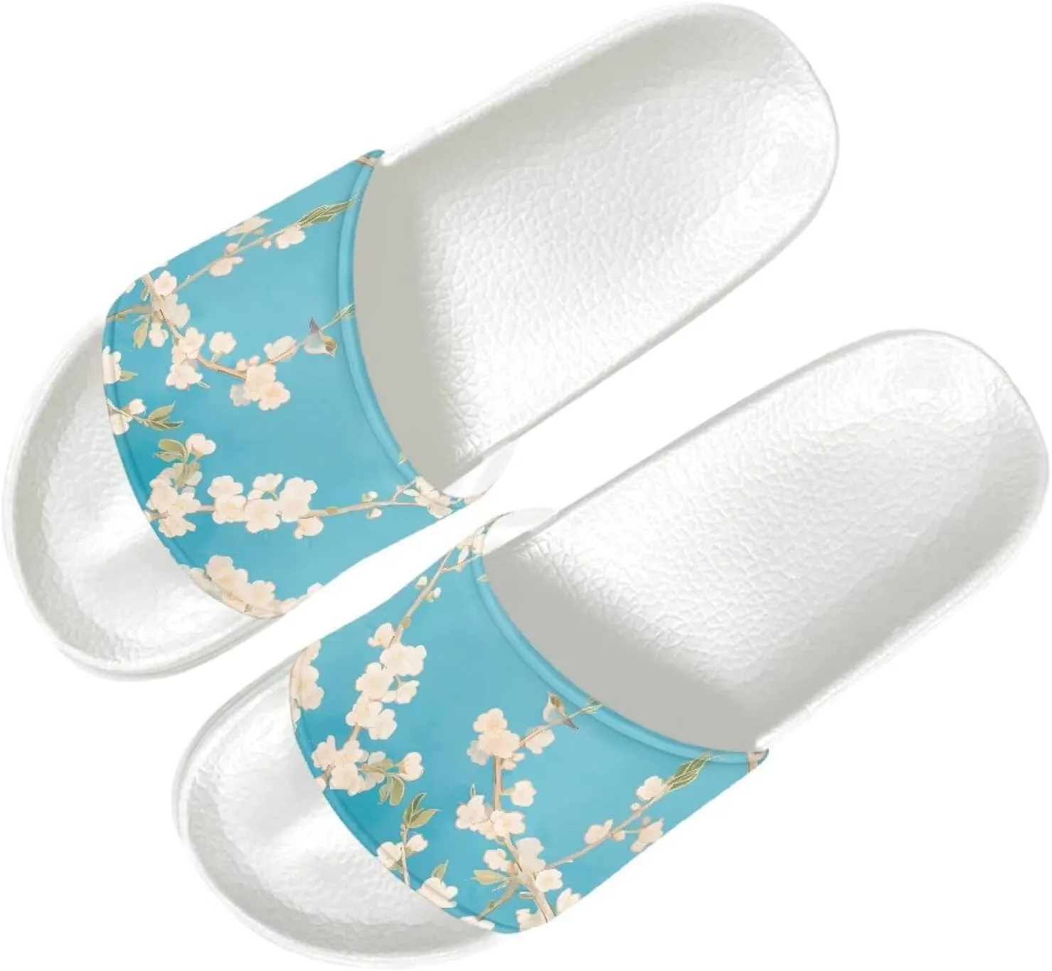 Womens Slide Sandals Slip On Anti-skid Bathroom Slippers Fashion Comfort Soft Summer Beach Shoes Casual Peep Toe Shoes SizeUS 6-13.5
