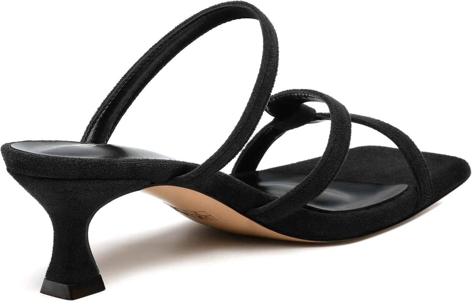 Womens Slide Sandals, Square Open Toe Low Heels Sandals, Fashion Solid Faux Suede Heeled Sandals for Women